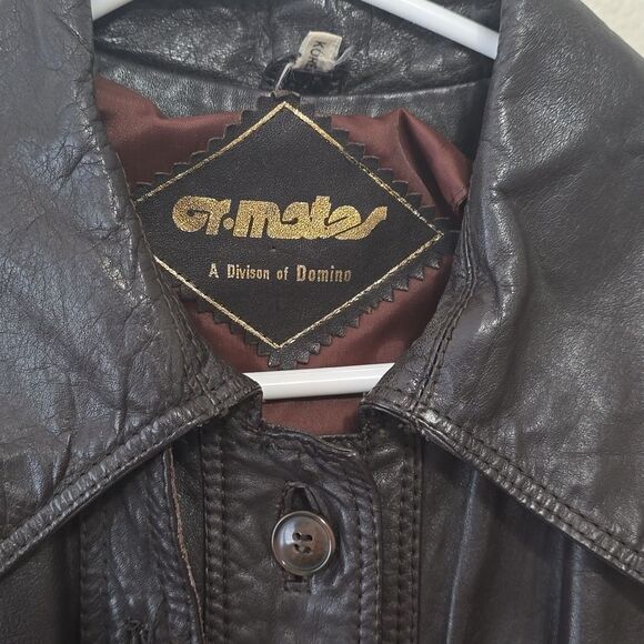 Vintage CR Mates by Domino Leather Trench Coat size 13/14 - Picture 3 of 14